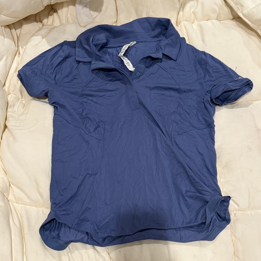 lululemon athletica Blue Button Down polo  Shirt crosby sleeve